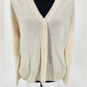 Tahari 100 %Cashmere Sweater Cream SizeL Clean Look,coastal,coquette,old Money.